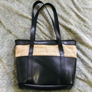 Ganesh Himal // Upcycled tire and burlap totebag